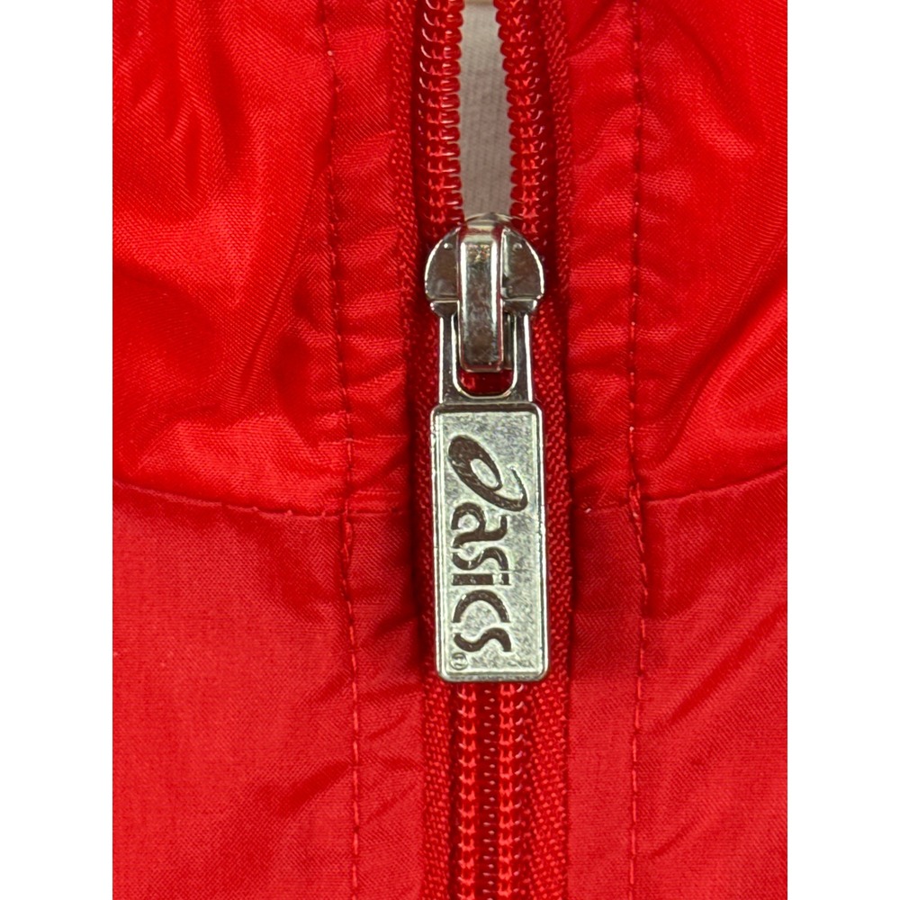 Vintage Asics Windbreaker Jacket Red White Colorblock Full Zip Men L Vented Back - Picture 4 of 13